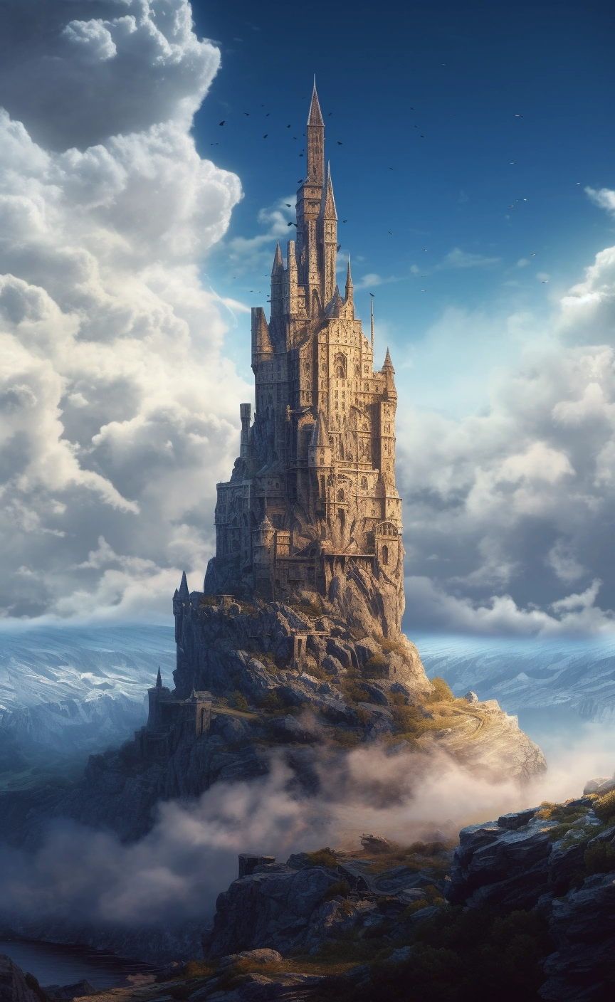 石塔与天空：古典与现代的完美交融