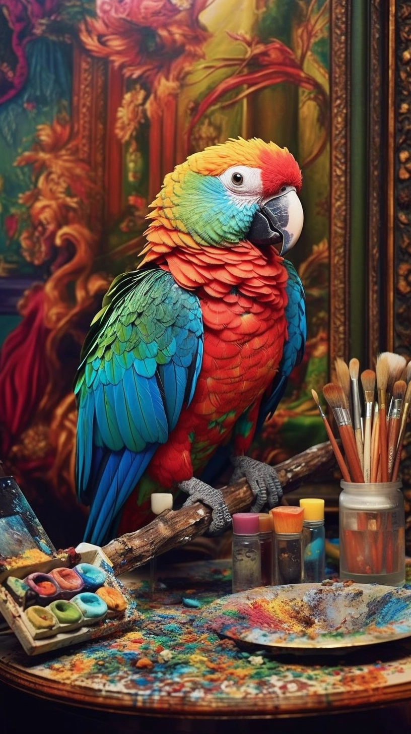 画家房间的鹦鹉