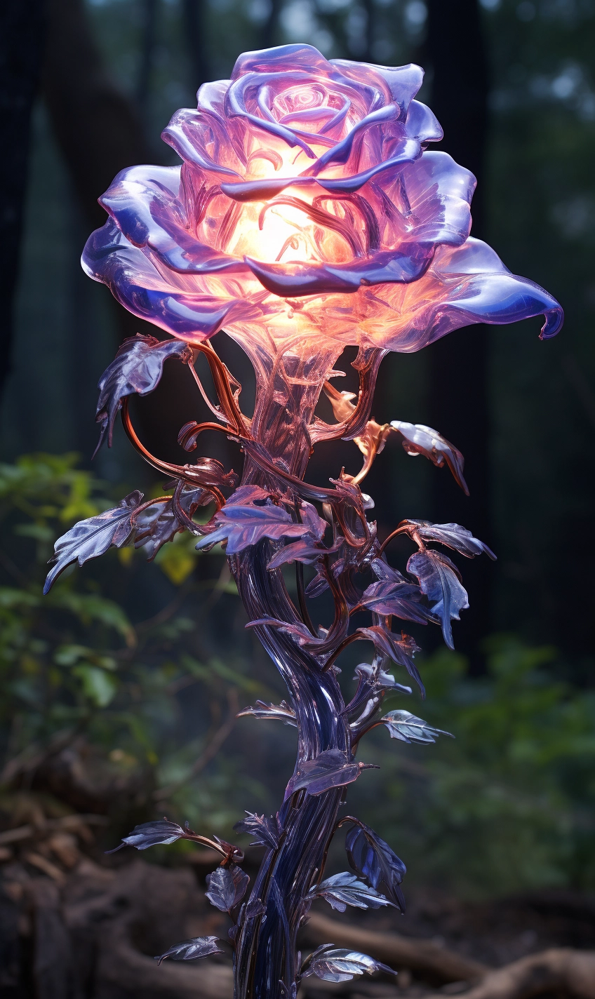 玻璃制成的紫罗兰玫瑰