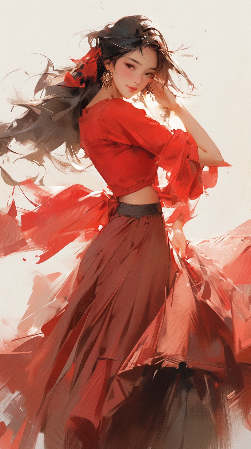 二次元红裙美少女