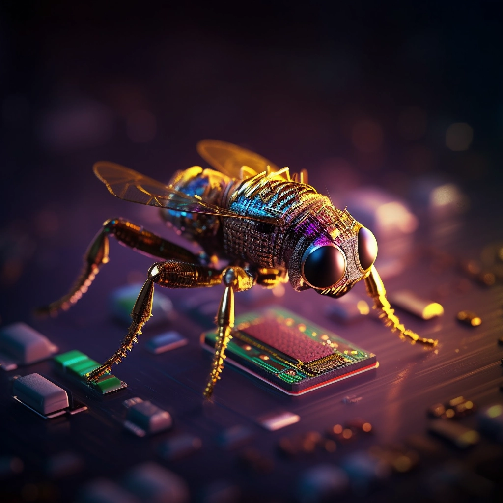计算机芯片昆虫的微距摄影