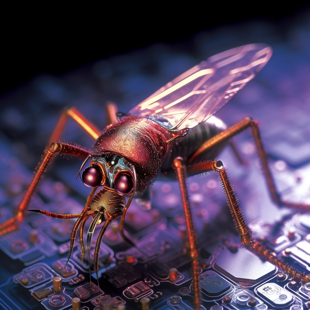 计算机芯片昆虫的微距摄影