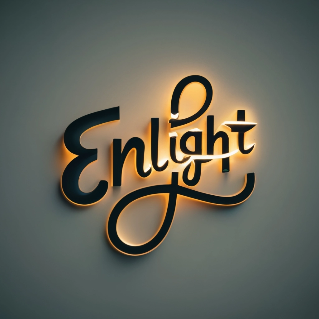 一个名为“EnLight”的灯品牌的标志，文字准确，电影，高细节，照片，排版，产品