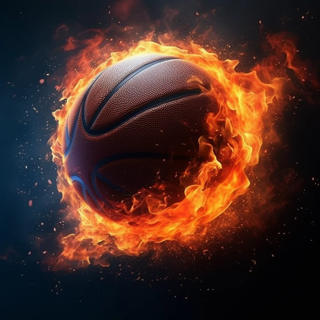 在空中燃烧的篮球