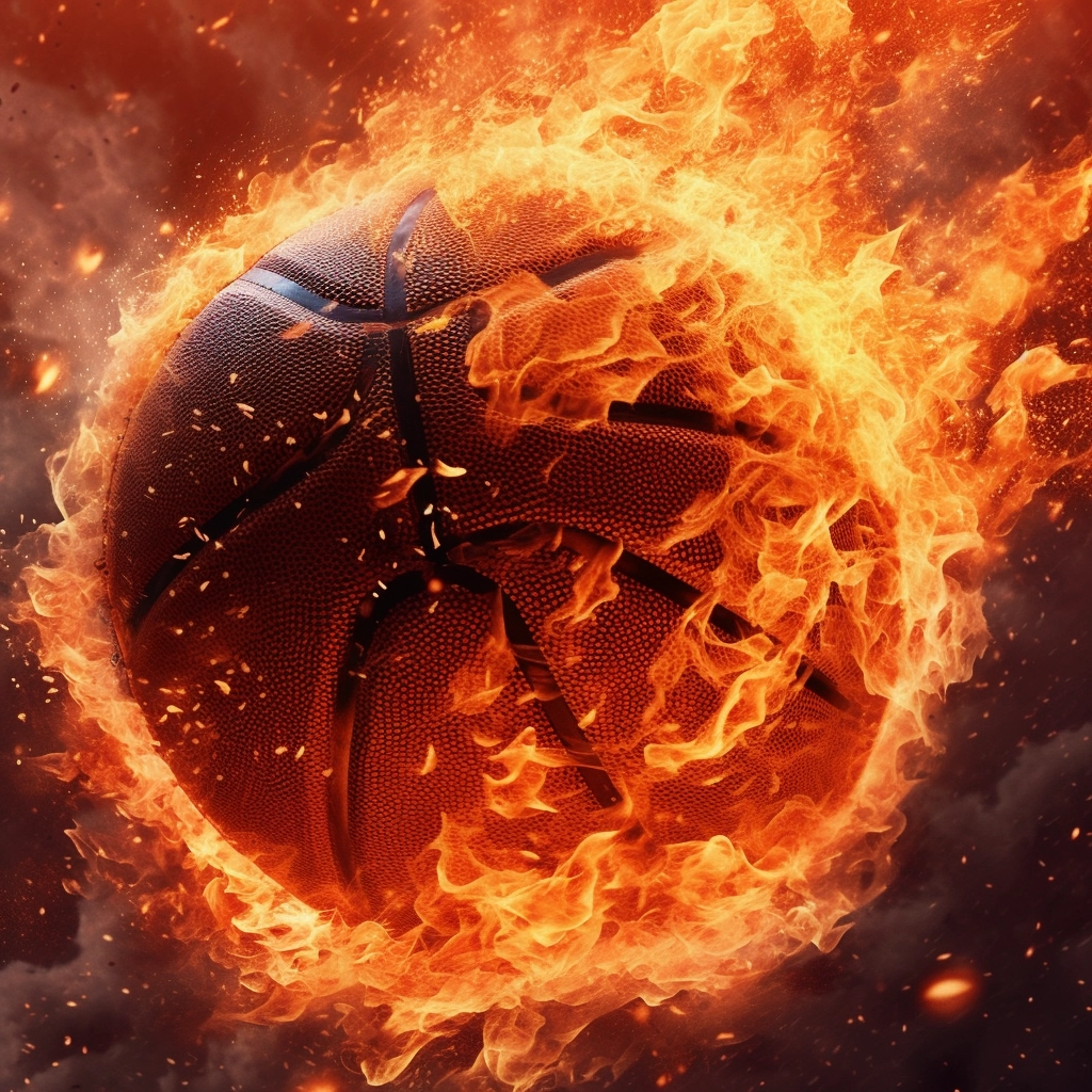 在空中燃烧的篮球