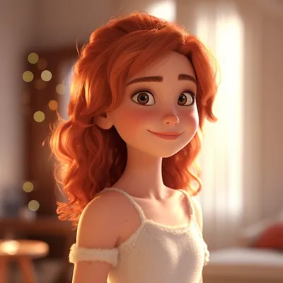 这是一个来自皮克斯动画的3D角色，是一个年轻的、可爱的、梦幻的女性。温和的灯光，使用最高质量的C4D、Octane渲染，分辨率为8K，最高质量，高品质。