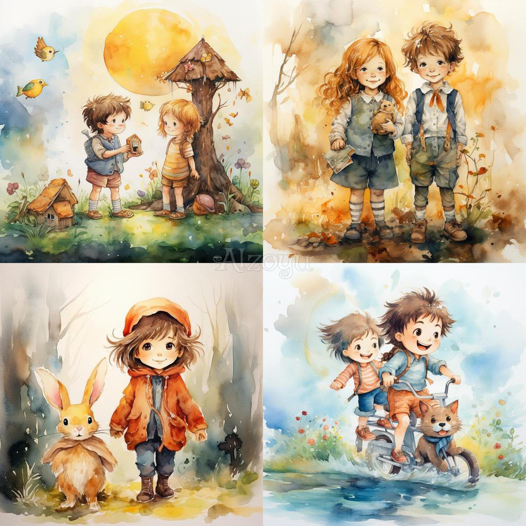 艺术风格 - Watercolor children's illustration